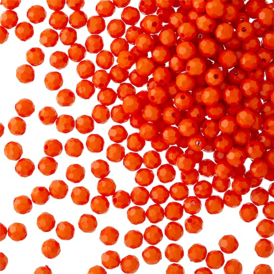 Orange Faceted Acrylic Round Craft Beads by Bead Landing™, 8mm